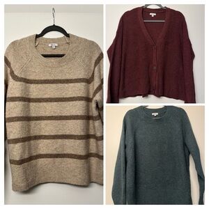 Cozy Women's Sweater Bundle - Beige, Burgundy, Teal